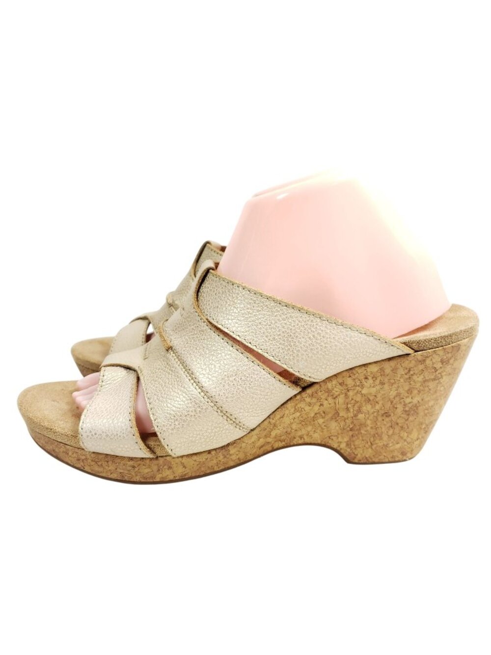 Clarks Women's Size 10 Wedge Slide Sandals Cream Leather